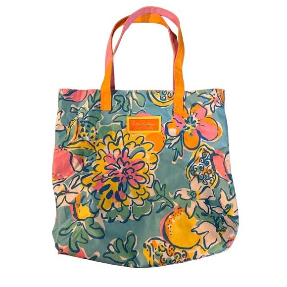 Lilly Pulitzer Estee Lauder tote bag floral Spring summer canvas bright colors - Picture 1 of 9